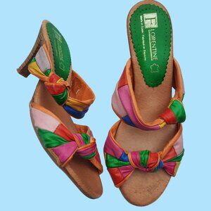 Vintage Florentine Mules Sandals US 6.5 EUR 37 Rainbow Striped Colorful Leather